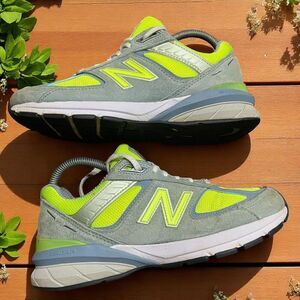 New Balance 990v5 Mi USA Gray Hi Lite Green W990GH5 Women's Sneakers 7.5